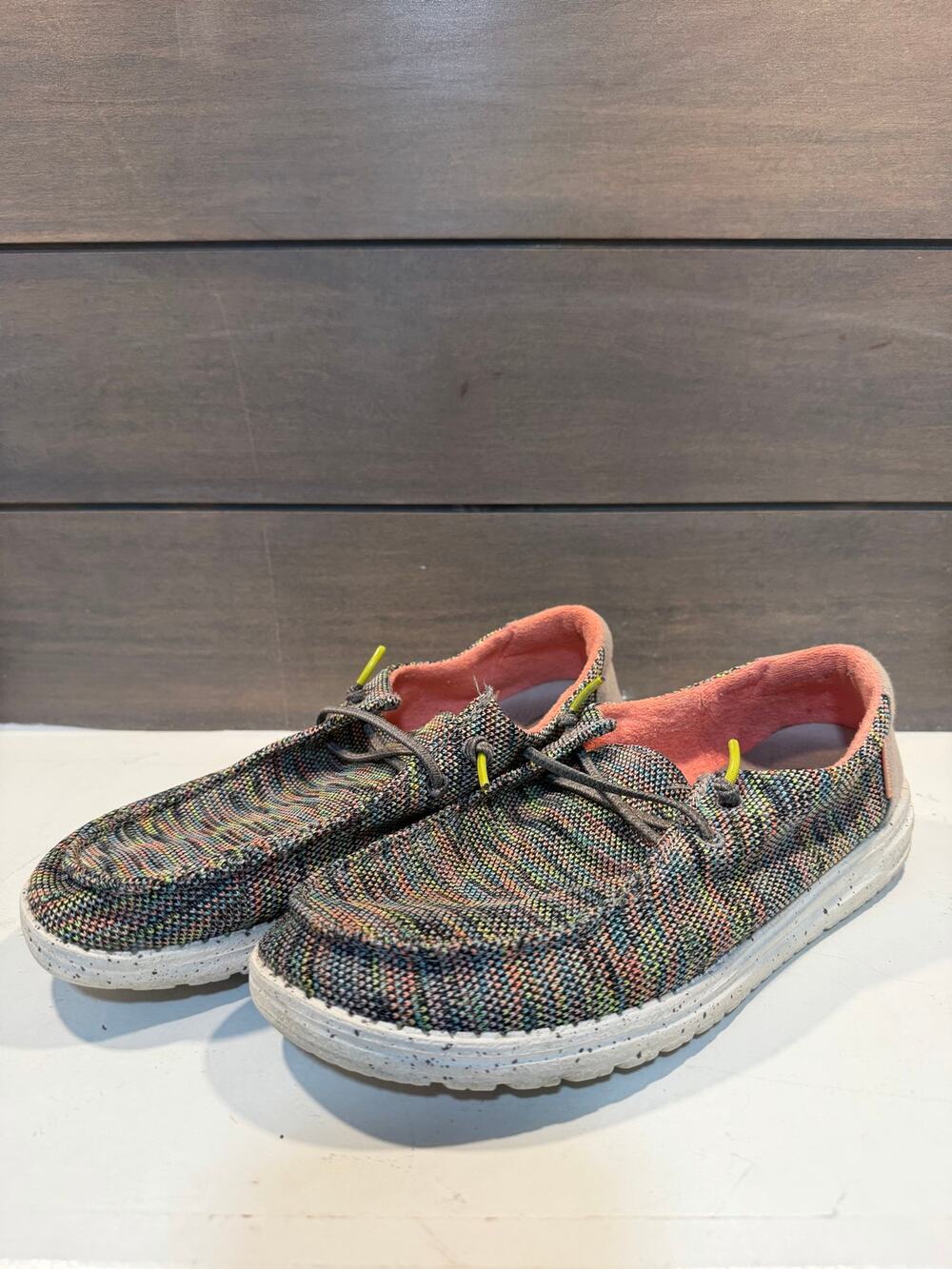 Hey Dude Womens Wendy Sox Slip-On Shoe Peacock Pink Multi Sz 9